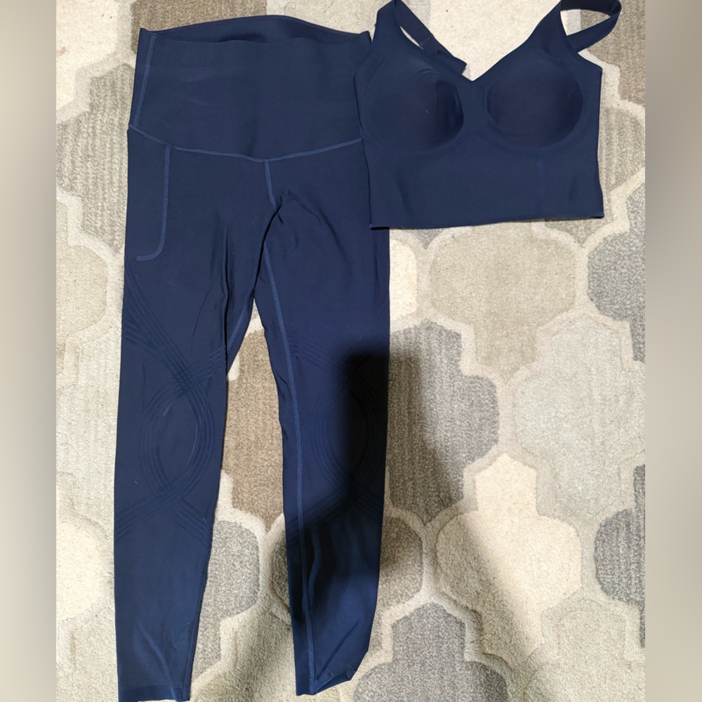 Blue Leggings with Utilitarian Design
